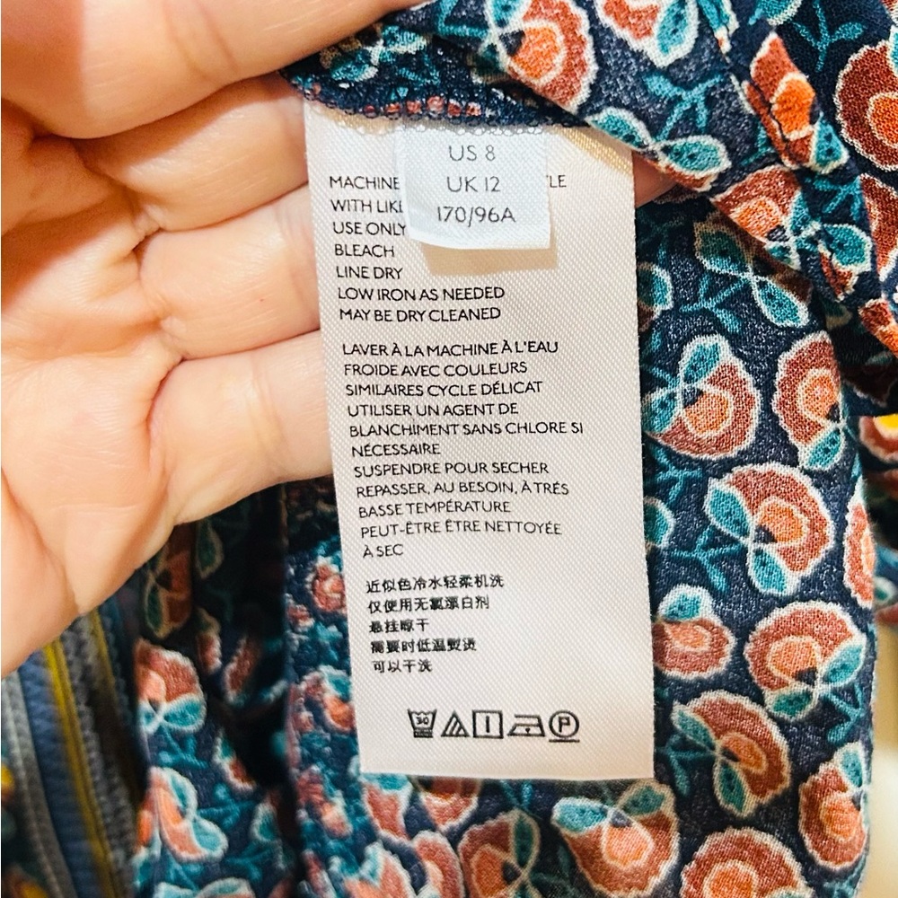 MAEVE Anthropologie Janice Flounced Peasant Blouse Boho Floral Peplum Size 8 - Picture 10 of 10
